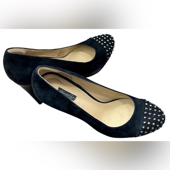 KENNETH COLE Studded Toe Suede Platform Heels In Black & Silver Sz 9.5✨LIKE NEW✨ - Picture 7 of 12